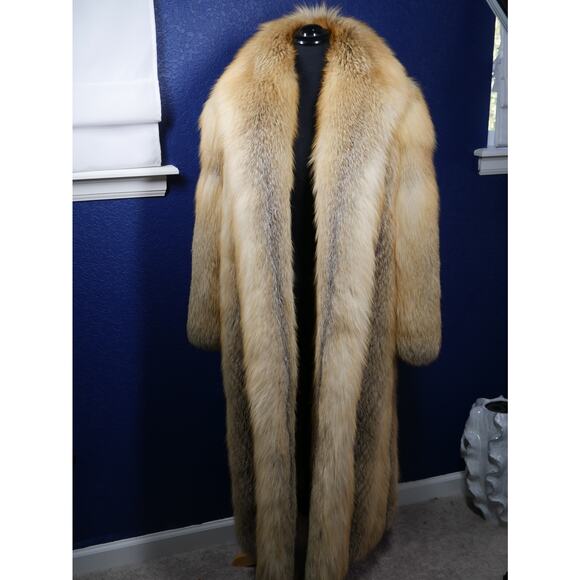 STUNNING Golden Island Full Length Fox Fur Coat Jacket - Picture 1 of 6